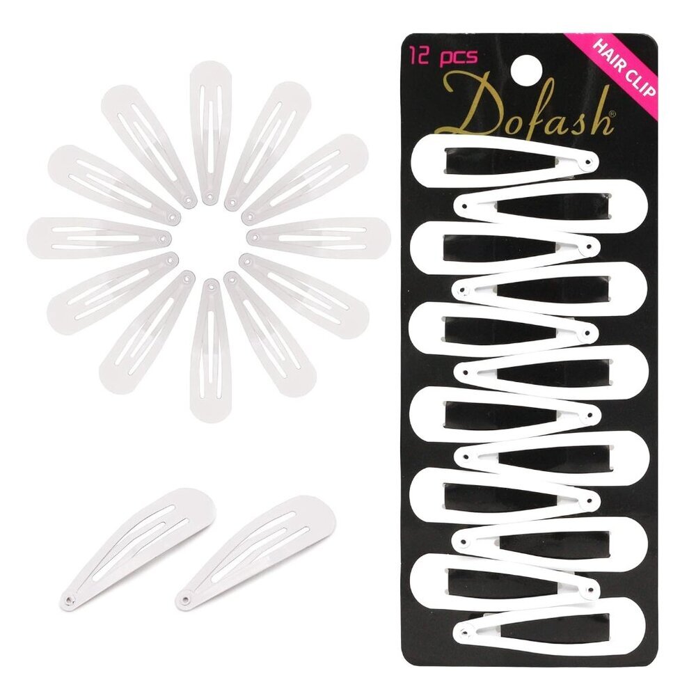 5CM/2IN White Snap hair Clips Metal Hair Grips Hair Accessories For Women 12PCS